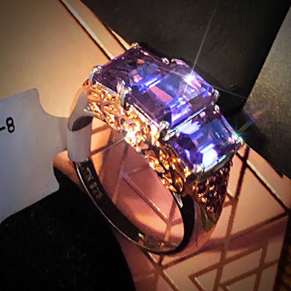 NEW in BOX 🆕 Amethyst Sterling Ring Trilogy Ring - Picture 2 of 10